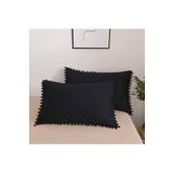 Metinev Siyah Ponponlu Yastık Kılıfı Pamuk Siyah 50 X 70