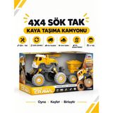 Metito Toys 4x4 Geri Çek-Bırak Kaya Taşıma Kamyonu DIY Oyuncak Seti, 25+ Sök-Tak Parça