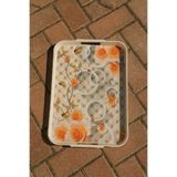 Metler Jumbo Boy Desenli Plastik Çay Tepsisi 38x30 Cm Dikdörtgen Kahve Sunum Lokanta İş Yeri Çay Ocağı