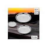 Metler Paslanmaz Çelik Sini Sofra Yemek Tepsisi Süper Kromajlı Sini 60cm,70cm,80cm 3'Lü Set