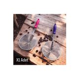 Metler Plastik Saplı Paslanmaz Çelik Kızartma Kevgiri, Yağ Süzgeci, Çelik Tel Kepçe 32X15 Cm