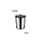 Metler Set Standart Boy 220cc Paslanmaz Çelik Bardak Metal Su Çay Bardağı Kırılmaz Garantili Bardak 2 Adet
