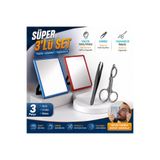 Metler Süper 3 lü Set 1 Adet Küçük Tıraş Aynası & 1 Adet Cımbız &1 Adet Taşınabilir Makas Tıraş Seti