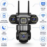 Metontech 3 Kameralı Akıllı Güvenlik Kamerası Outdoor, Wifi | IP66 Suya Dayanıklı, 1080P Fhd, Gece Görüşü, Hareket Algılama, 360° Döndürülebilir Açı, Uygulama Kontrol, Anında Bildirim - Renk