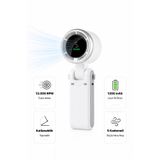 METONTECH Şarjlı Katlanabilir Mini El Fanı | Taşınabilir 13.000 RPM Turbo Motor 5 Kademeli Dijital Ekranlı Taşınabilir Fan | Beyaz