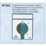 Metop Mt063 16A Üç Fazlı Dört Konumlu Ampermetre Komütatörü