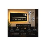 metora LED'li siyah Kapı İsimliği Set – Kişiye Özel |4 mm MDF Yoncalı Tasarım