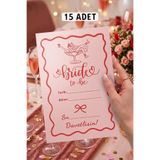 Metranya Bekarlığa Veda Davetiyesi 15 Adet Bride To Be Partisi Gelin Nedime Düğün Davet Kartı Geline Hediye