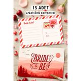 Metranya Bekarlığa Veda Kartpostalı 15 Adet Bride To Be Partisi Geline Hediye Nedime Eğlenceli Oyun Kartı Set