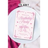 Metranya Doğum Günü Partisi - Masa Kartı Oyun Kartı 15 Adet Happy Birthday Sunum Yemek Tabağı Party Davetiye
