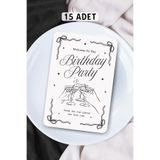 Metranya Doğum Günü Partisi - Masa Kartı Oyun Kartı 15 Adet Happy Birthday Yemek Sunumluğu Party Davetiye