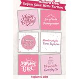 Metranya Doğum Günü Partisi - Motto Kartları 6 Adet Happy Birthday Konsepti Arkadaşa Özel Hediye Cupcake Süs