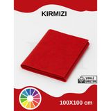 Metrelik Ince Keçe Kumaş Keçe 1 mm Aktivite Keçesi Renkli Keçe 1 Metre (100 cm x 100 Cm) - Kırmızı