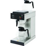 Metro Professional Metro Profesyonel Filtre Kahve Makinesi, Cam Sürahili GCG2001, Paslanmaz Çelik, 2000 W, 1,8 L, Dahil. 100 Kağıt Filtre ve Sıfırlama Düğmeli 2 Cam Sürahi ve Ayrı Kontrollü Bardak Isı