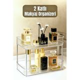 Metsar Home 2 Katlı Kristal Makyaj Organizeri ,Metal Ayaklı, Çok Amaçlı Takı, Makyaj, Banyo Düzenleyici