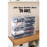 Metsar Home 20 Adet Kadın Ayakkabı Kutusu - Şeffaf Ayakkabı Düzenleyici Saklama Kutusu Organizer Seyahat Kutusu
