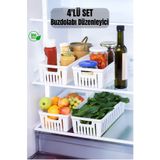 Metsar Home 4 Adet Beyaz Buzdolabı Düzenleyici Dolap İçi Organizer Sebzelik, Meyvelik