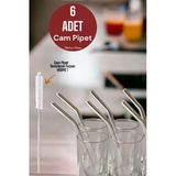 Metsar Home Şeffaf 6’Lı Cam Eğimli Pipet Isıya Dayanıklı