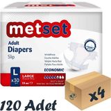 Metset Bel Bantlı Ekonomik 5.5 Damla Large 120 Adet Yetişkin Hasta Bezi