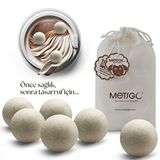METSGO Metsgo ( 6 Adet ) Yün Kurutma Topu - Doğal Yumuşatıcı - Kırışık Giderici - Kurutma Makinesi Için Beyaz