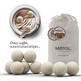 METSGO Metsgo ( 9 Adet ) Yün Kurutma Topu - Doğal Yumuşatıcı - Kırışık Giderici - Kurutma Makinesi Için Beyaz