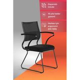 Metta Ergolife Sit Air Bekleme Koltuğu | Metal Ayaklı, Bel Destekli, Fileli, Siyah, Toplantı Sandalyesi -572.60.1.6A5
