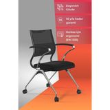 Metta Ergolife Sit Air Toplantı Sandalyesi | Tekerlekli, Fileli, Siyah, Çalışma Koltuğu -572.5F.1.662