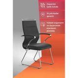 Metta Ergolife Sit Well Bekleme Koltuğu | Krom Ayaklı, Bel Destekli, Deri, Siyah, Toplantı Sandalyesi -326.5D.1.6a4