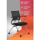METTA Sit Air Toplantı Sandalyesi | Tekerlekli, Krom Ayaklı, Fileli, Siyah, Çalışma Koltuğu -572.