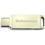 Mettzchrom Metal Otg Bellek 128GB Otg Flaş Flash Disk Bellek USB ve Type-C Uyumlu Otg Metal - 128 GB