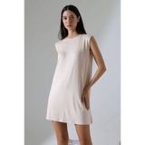 MetuCA Kadın Krem Oversize Sıfır Kol Bisiklet Yaka Basic Günlük Içlik Tunik Viscon Kumaş