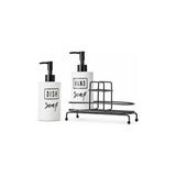 Meturas 2'li Beyaz Seramik Sıvı Sabunluk Ve Deterjanlık Seti, Hand Soap Ve Dish Soap Yazılı, 2 X 400 Ml Kapasiteli, Mutfak Tezgâhı Ve Banyo İçin Düzenleyici, 21 X 8 X 14 Cm