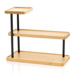 Meturas 3 Katlı Bambu Mutfak Rafı, Metal Ayaklı, Doğal Bambu ve Siyah Renk, Modern Tasarım, 32.5x28x15.5 cm, Mutfak Düzenleyici, Tezgah Üstü Depolama Standı