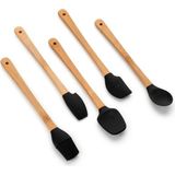 Meturas 5 Parça Silikon Spatula Seti - Isıya Dayanıklı ve Yanmaz Yapışmaz Mutfak Gereçleri - Yemek Pişirme, Pasta ve Kek Yapımı İçin BPA İçermez Hazırlık Seti - Siyah