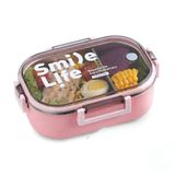 Meturas 980 ml 2 Bölmeli SUS304 Paslanmaz Çelik Bento Yemek Kabı ve Beslenme Kutusu, Kilitli Şeffaf Kapaklı, Okul Ofis Piknik Kamp ve Seyahat Için Taşınabilir Tek Katlı Lunch Box