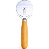 Meturas Akasya Kulplu Pizza Keseceği | 19X7 cm Paslanmaz Çelik Döner Kesici | Ergonomik Ahşap Saplı, Dayanıklı ve Hijyenik Mutfak Gereci | Pizza, Pide ve Hamur Işleri Için - Şeffaf