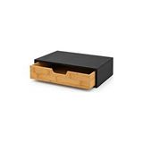 Meturas Bambu Duvar Rafı Çekmeceli, Siyah-natural Minimalist Yüzer Raf / Komodin Rafı, 40x24x8 Cm Çok Renkli