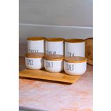 Meturas Bambu Kapaklı Beyaz Cam Baharatlık Kavanoz Takımı Seti Dekoratif Mutfaklar İçin Doğal ve Sağlıklı Baharatlık Seti