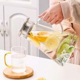Meturas Borosilikat Cam Sürahi | Süzgeçli Paslanmaz Çelik Kapaklı, Isıya Dayanıklı Soğuk & Sıcak İçecek Servis Sürahisi (1800 ml) | Detoks İçecek Sürahisi Soğuk ve Sıcak İçecekler İçin