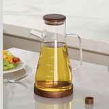 Meturas Borosilikat Cam Yağdanlık, Sürahi Sosluk Ahşap Kapaklı ve Altlıklı, 900 ml, 23x4 cm