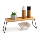 Meturas Dekoratif Mutfak Banyo Rafı, Bambu ve Metal, 36x12x15 cm, Düzenleyici Raf Sunum Standı Dekoratif Mutfak Standı