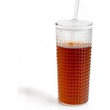 Meturas Kapaklı ve Cam Pipetli 550ML Cam Bardak – Borosilikat Cam, Yeniden Kullanılabilir, Smoothie, Buzlu Kahve, Çay ve Soda Için Şık Cam Bardak - 1 Adet - 550 ml