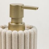 Meturas Modern Çizgili Polyresin Sıvı Sabunluk, Krem Renk, 375ml Kapasiteli, Mat Doku, 7.5x18cm, Banyo Mutfak Lavabo Aksesuarı