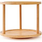 Meturas Mutfak Bambu 2 Katlı Döner Baharatlık Seti 🌿 25,4 cm Organizer Raf | 360° Dönebilen Döner Tabla | Estetik & Dayanıklı Bambu Düzenleyici | Baharat, Sos, Kozmetik Saklama - Ahşap