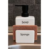 Meturas Seramik Sabunluk Ve Süngerlik Seti Modern Mutfak Banyo Deterjan Dispenser Organizer 380 Ml 9x7x17 Cm Beyaz