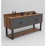Meva D Ofis Konsol 4 Kapaklı Metal Ayaklı Barok-Antrasit MEV04-BA - Ofis Konsolu Genişlik : 1800 mm ,Ofis Konsolu Derinlik: 538 mm ,Ofis Konsolu Yükseklik: 932 mm - Kahverengi