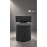 meva Makyaj Masası Pufu Yuvarlak Sırtlıklı Dekoratif Oturma Pufu 50x70 cm