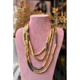 Meva Takı Ve Aksesuar Gold & Siyah Katmanlı Boncuk Kolye
