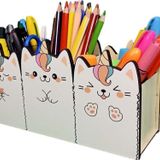 Mevaks Ahşap 3'lü Unicorn Çocuklar Için Masaüstü Kalemlik Kalem Kutusu Makyaj Organizer