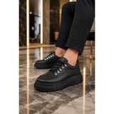 Mevese Duolc Bağcıklı Cilt Erkek Günlük Rahat Taban Sneaker Ayakkabı - Siyah